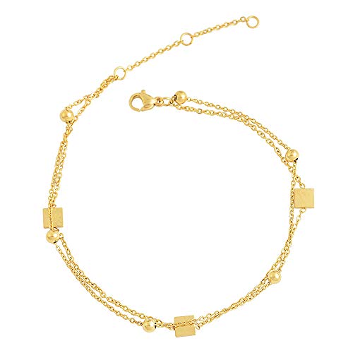 Edforce Stainless Steel Women Girls 3 Classic Square Charms Anklet Bracelet Foot Jewelry, 8.5"+2" Extender2