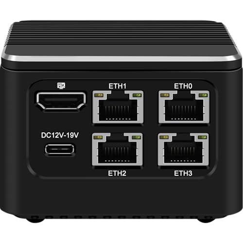 Image of Mini Firewall PC N100 4C /4T,16GB LPDDR5 512GB SSD Micro PC,4K Dual Screen Display,4X LAN i226-V 2.5GbE Ports,Mini Desktop Computer Win11 Pro