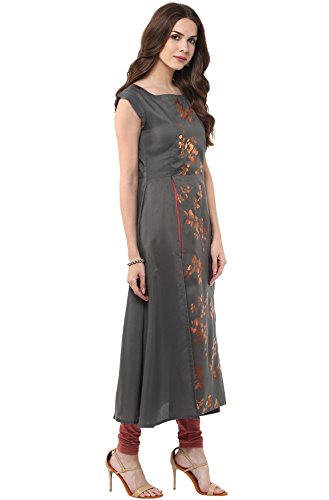 Image of Janasya Women's Crepe Frontslit Kurta