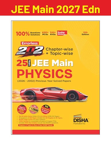 Image of Disha Errorless 202 Physics Chapter-wise & Topic-wise 25 Year JEE Main Previous Year Solved Papers (2026 - 2002) 10th Edn | 100% New Syllabus JEE MAINS PYQ Book with Detailed Solutions | For 2027 Exam