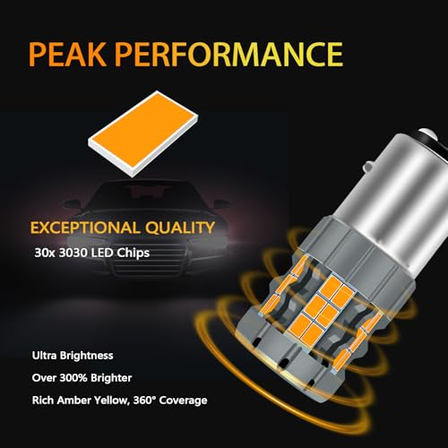 Zyvirexa 1157 LED Turn Signal Bulbs Compatible For Hyundai Sonata 1989-2021 Front, 1997-2001 Rear, 2357 Bulb, Amber Yellow, Plug and Play, Pack of 2 by Zyvirexa - Image 4