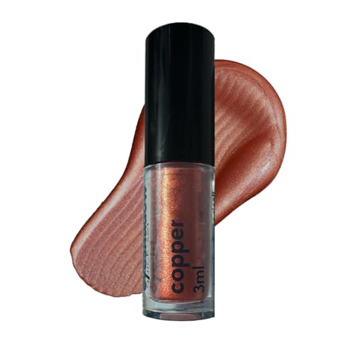Image of Ruby's Organics Mini Metallic Liquid Eyeshadow for Women- Eye Makeup, Smooth Glide Insta Dry Formula, Smudge proof, Waterproof, Long Lasting and Highly Pigmented, Paraben Free, Vegan - Copper, 3ml