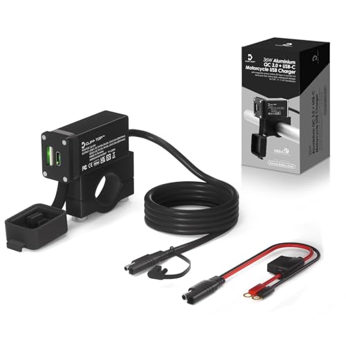 Chargeur USB de moto en aluminium Cliff Top 36W PD et QC 3.0 étanche haut de gamme pour guidon