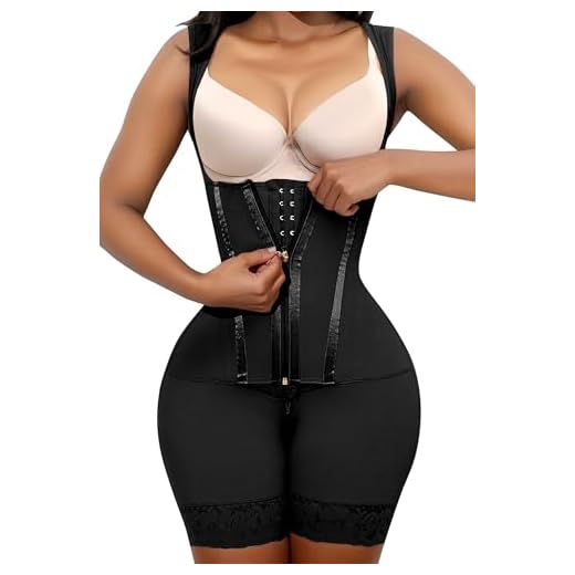 GainKee Modelador feminino Fajas Colombianas Moldeadoras para controle de barriga, modelador corporal e levanta bumbum, Preto, Large
