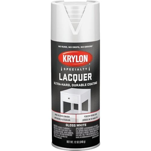 Image of Krylon K07031777 Gloss White Lacquer Spray, 12 oz.