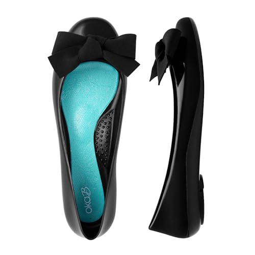 Oka-B Women's Taylor Pollie Flats,Licorice with Licorice Suede Bow Charm, Size 6 M - Main Image