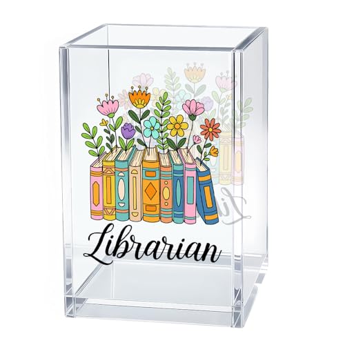 Image of Librarian Acrylic Pen Holder Book Mark Holder Library Accessories