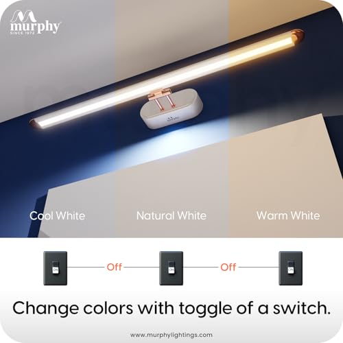 Image of Murphy 12W 3-in-1 Color Chnaging White Finish LED Mirror Picture Wall Light,Bathroom Vanity Led Mirror Light with 2 Year Warranty (Cool White /Warm White /Natural White)-Pack of 1