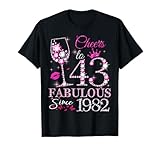 Photo Gallery womens cheers to 43 years old est 1982 43rd birthday queen maglietta Photo Gallery womens cheers to 43 years old est 1982 43rd birthday queen maglietta