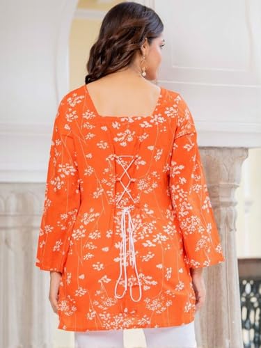 Image of Women's Cotton Printed A-line Straight Short Kurti