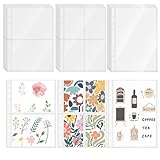 30 Sheets Clear Binder Sleeves 1/2/4 Pocket Double Sided Plastic Pocket Sleeves for Photos, Trading Cards, Sticker Storage Organizer, 6 Ring A5 Binder Inserts Inserts Refills Pockets Pages
