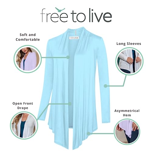 Image of Free to Live 3 Pack Long Sleeve Cardigan for Women Open Front Dressy Casual Fall Draped Lightweight Sweaters Cover Up Shrugs