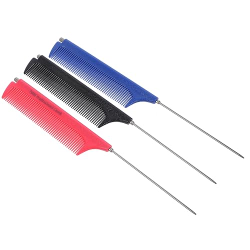 COOPHYA Set de 3 Peines Profesionales de Punta de Acero Abs para Separar y Peinar el Cabello, Ideales para Uso en Salones y Cuidado Capilar Color Aleatorio