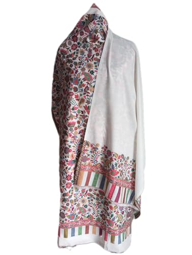 Image of Womens designer woolen suit for women with salwar and kashmiri shawl winter wear kani unstitched fabric set, stylish kurta pant set woollen dress material for women by pure pashmina wooltex