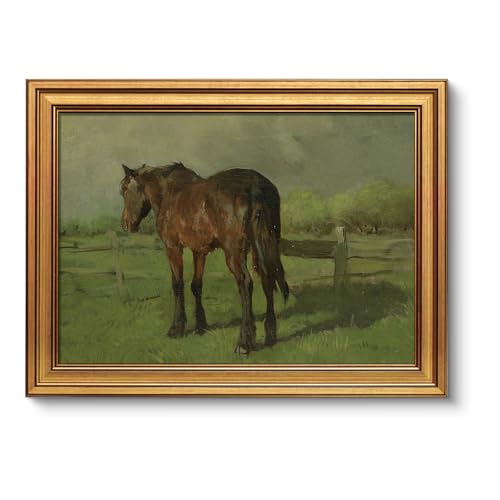 Image of VIYYIEA Vintage Gold Framed Wall Art for Living Room, Horse Canvas Prints Home Decor, Oil Painting Picture, Bedroom Wall Decor Gifts for Friends or Family -【Horse】-(16L x 12W)
