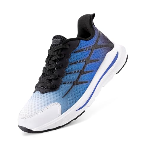 DREAM PAIRS Boys Girls Shoes Kids Tennis Athletic Running Footwear Lace Up Walking DuraPlay Breathable Lightweight Sneakers for Little/Big Kid 12 Little Kid Black/Blue