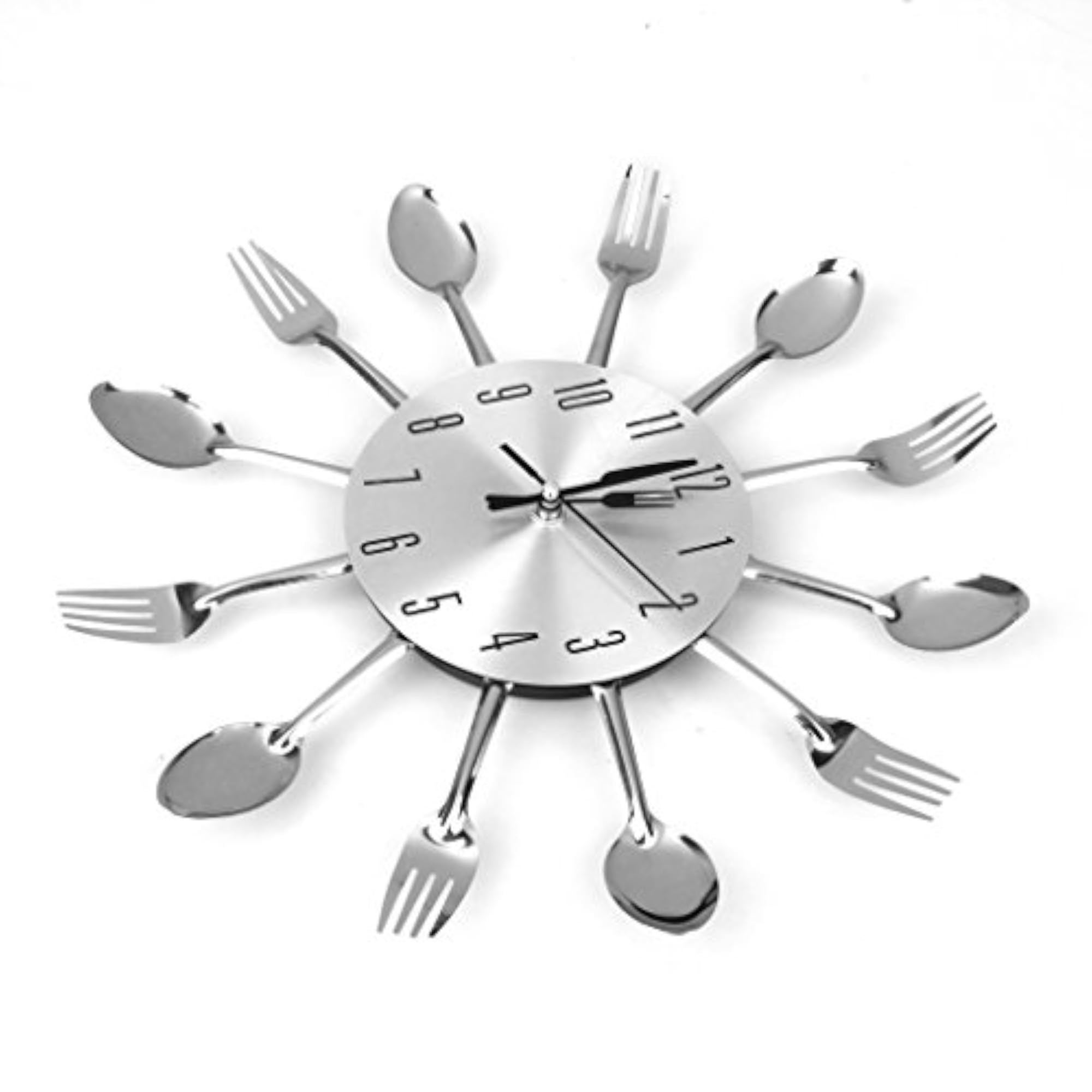 Unique Aluminum Spoon Fork Clock for Kitchen Wall