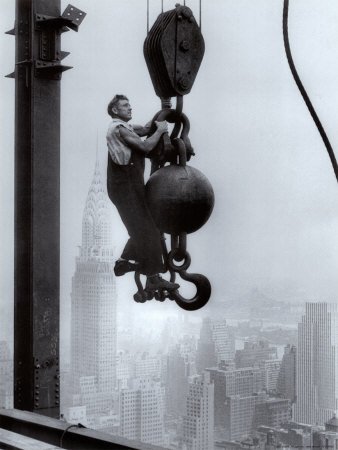 Construction Worker on the Empire State Building Art Poster Print, 18x24