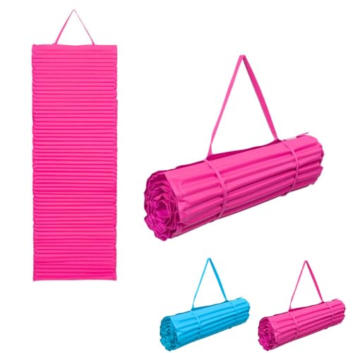 Paluplus Materassino da Spiaggia Arrotolabile, Misura 180x60 cm, Stuoia con Imbottitura Isolante, Lettino con Tracolla per Mare, Campeggio, Escursioni, Picnic, Giardino -8383C (Rosa)