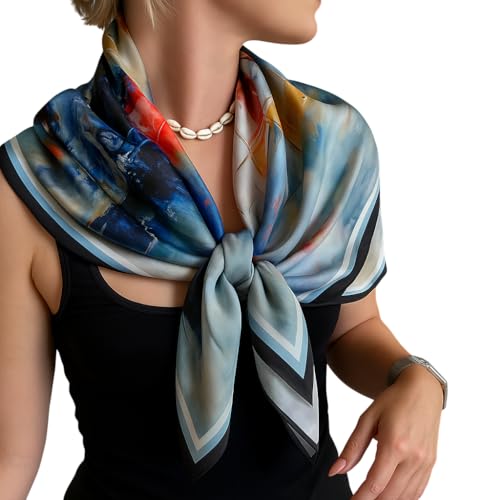 Zorti Silk Scarf for Women, Lightweight Bandana, Hair, Neck, and Head Scarf, 35.4x35.4 in. - Main Image