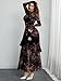 GothDark Womens Floral Maxi Dress Sheer Mesh Bell Sleeve Tiered Ruffle Gothic Romantic Casual Long Dresses
