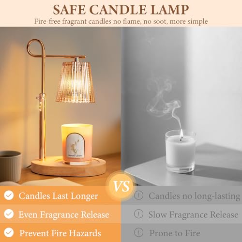 Candle Warmer Lamp with Timer Dimmer, Adjustable Height Wax Warmer Lamp for Jar Candle, Wax Melter House Warming Gifts New Home Décor, Birthday Gifts for Women Mom (Gold) - Image 5