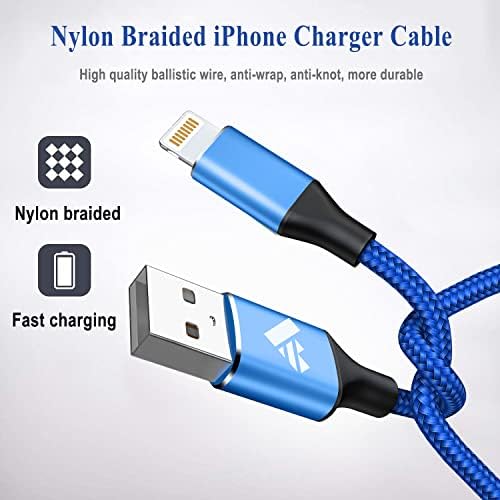 iPhone Charger, 2Pack 2M iPhone Charger Cable MFi Certified Lightning Cable Nylon iPhone Cable Lead Fast iPhone Charging Cable for iPhone 13 12 11 Pro Max Mini XR XS Max X 10 8 7 6 Plus 5 5s SE,iPad