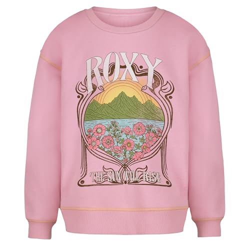 Image of Roxy Girls' Oversized Crewneck Sweatshirt, Soft and Comfortable, Lavender Sunrise, 12-14
