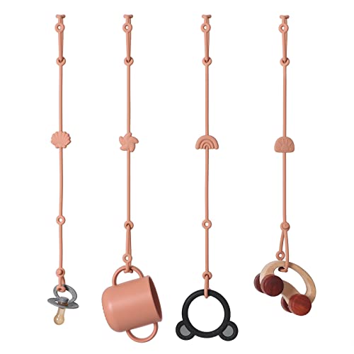 Image of Andy Bear Toy Straps for Baby Toy Safety Straps Silicone High Chair Toys Straps Toddler Bottle Straps for Strollers, High Chair, Cribs, Car Seat, Stroller Accessories, Baby Pacifier Clip-Terra Cotta