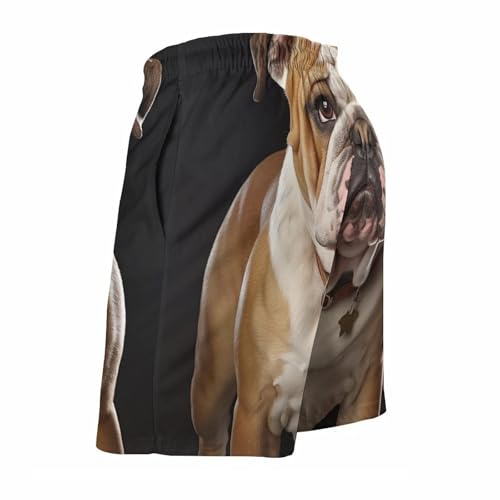 Men's English Bulldog Swim Trunks Quick-Dry Beach Shorts with Drawstring Casual Pants for Swimming Running4