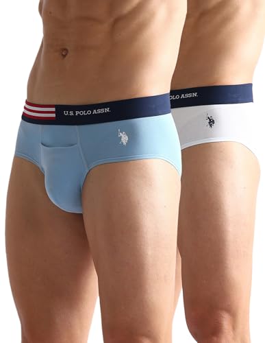 Image of U.S. Polo ASSN. Mens OEB06 Flag Waist Single Jersey Underwear Briefs - Pack of 2