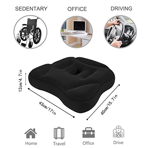 Car Heightening Breathable Seat Cushion,Portable Breathable Mesh Non-Slip Memory Foam Coccyx Cushion,Car Seat Cushions For Driving,Ergonomics Back Fatigue Relief, Cars, Office,Travel (Black) #TOP1