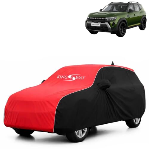 Image of KINGSWAY Super Waterproof Car Cover Only with Duster (Year 2026 Onwards - All Model) | Mirror and Antenna Pockets | All Weather Car Body Cover with Silver Piping | Black Red
