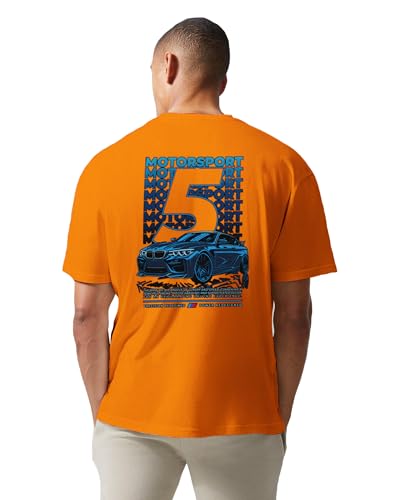 Image of Buy That Trendz Mens Oversized Tshirt 5 Motorsport Printed Crew Neck Cotton Drop Shoulder Half Sleeve Stylish Tshirt