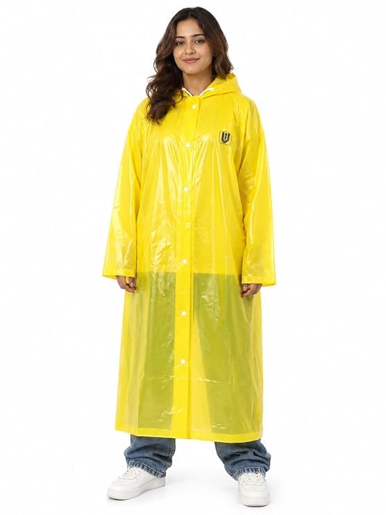 Viva Impex Women's Full-Length Waterproof Raincoat with Hood | PVC Long Rain Wear | Lightweight Reusable Monsoon Rain Coat | Random Colour | Universal Size-image-11