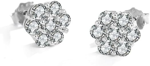 14K Solid Gold 0.05-1 Carat Round Cut Diamond Flower Cluster Earrings, VVS1 Clarity Flower Cluster Earrings Studs: Elegant Jewelry for Her - Image 4
