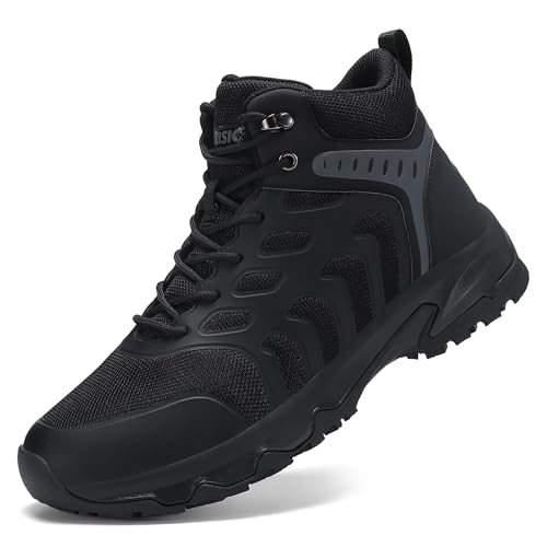 ARISIC Non Slip Work Boots for Men Comfortable Slip Resistant Work Shoes Waterproof Restaurant Chef Shoes Breathable Mesh Ankle Boot Food Service Walking Sneakers Black by ARISIC - Used condition - Image 3