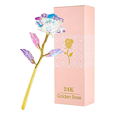 Hangrow Gold Rose Forever Flower, Romantic Gifts for Girlfriend, Valentines Day, Wife, Mothers Birthday Gifts, Bouquet Gift Box Cover