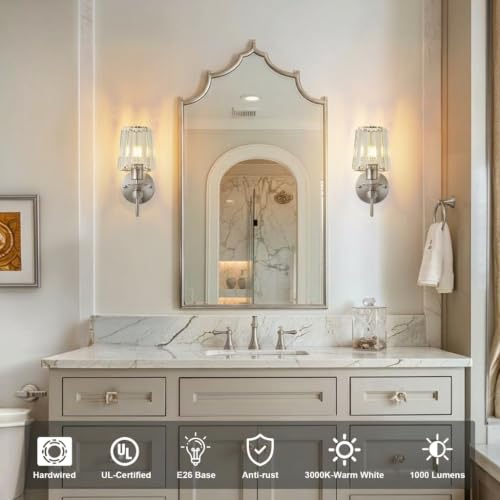 Image of KARTOOSH Hardwired Crystal Wall Sconces Set of 2