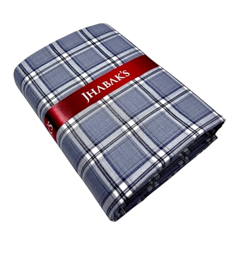 Image of JHABAK'S Cotton Blend Unstitched Checkered Fabric for Men - 2.35m Shirt Piece / 3m Kurta Piece - Width 36 Inches