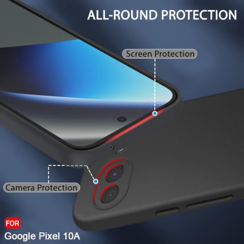 Image of TheGiftKart Sleek Back Cover Case for Google Pixel 10A | Slim Fit Protective Design | Ultra Matte Finish | Camera Protection Bump | Soft Silicon Case Cover for Pixel 10A (Silicone, Black)