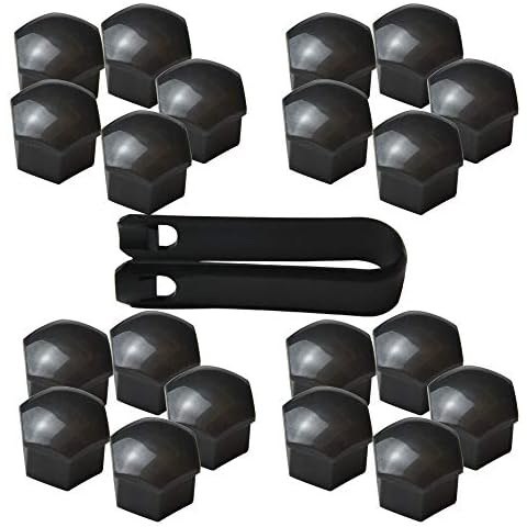 17MM Wheel Lug Nut Covers Bolt Caps Compatible with Audi BMW Mercedes with Removal Tool 20PCS (Gray) Cover