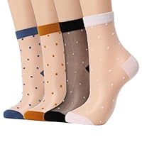 IYOU Mujeres Transparente Calcetín Elástico Ver A Través Calcetines Ultradelgado Transparentes Malla Calcetines Verano Diario para Mujeres(Pack de 4)
