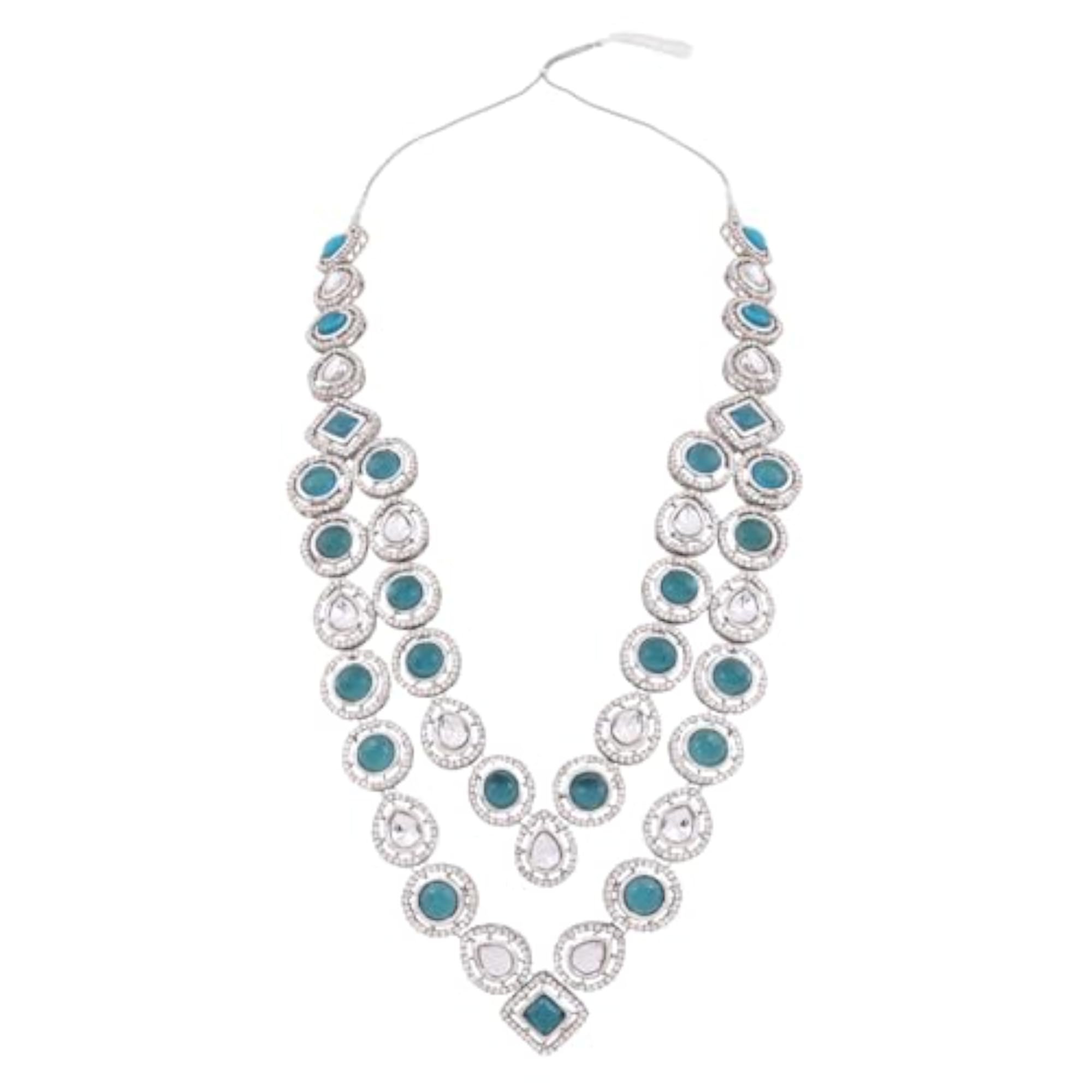 Traditional Layered Necklace with Blue Stone Detailing for Men