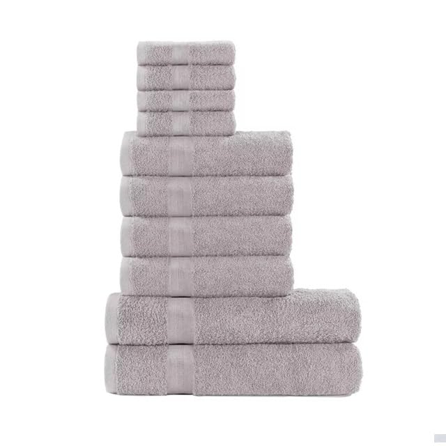 Serviettes 100% coton lot de 10 gris clair indispensables au quotidien