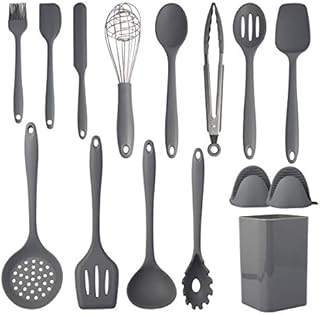 Cooking Utensils Set,15 Piece Silicone Kitchen Utensil Set,Non-Stick Silicone Cooking Utensils,Heat Resistant 446°F Cookware Utensil Set,Kitchen Utensils Set with Holder(Non Toxic)