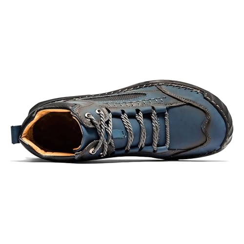 Exusiai Men's Handmade Leather Chukka Boots - Fashion High-Top Ankle Lightweight Loafers Casual Walking Shoes for Driving Outdoor and Everyday Wear3