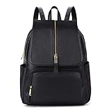 Leder Schwarz Damen Rucksack Tasche: Damen schulrucksack Umhängetasche Geldbörse Backpack Elegant Damen Mode Lederrucksack, Vintage Leder Bookbag Crossbody Bag Handtasche für Reise