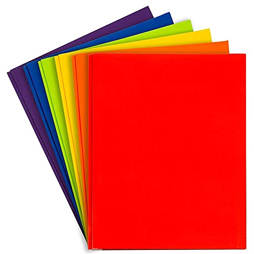 Jam Paper Laminated Two Pocket Glossy Folders With Metal Prongs Fastener Clasps - Assorted Primary Colors - 6/Pack #TOP1
