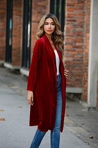 Image of R.Vivimos Women's Long Sleeves Casual Velvet Jacket Open Front Cardigan Coat Outerwear